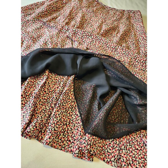 100% Silk Skirt size Large Talbots Pink Black - Picture 8 of 9